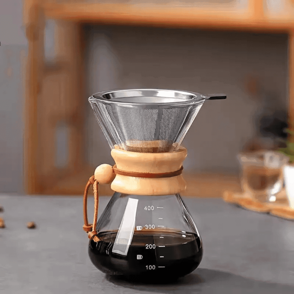 500ml طقم إبريق قهوة زجاجي فاخر مقاوم للحرارة مع علامات قياس طقم قهوة V60